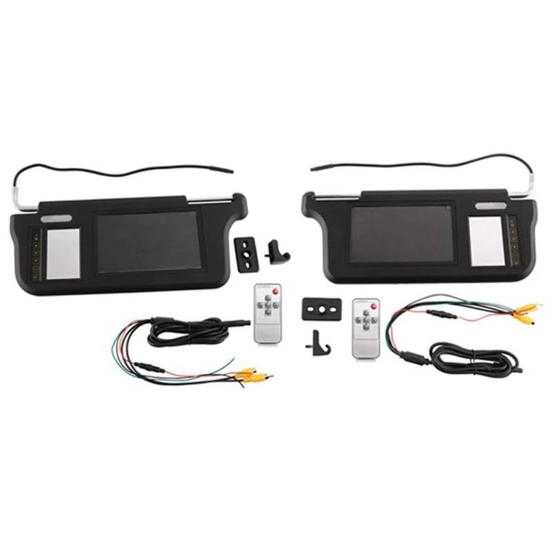 1Set 7 Zoll Schwarz Auto Sonnenblende Rückspiegel Bildschirm for LCD, 2 Kanal, for Video von YFQAZXSW
