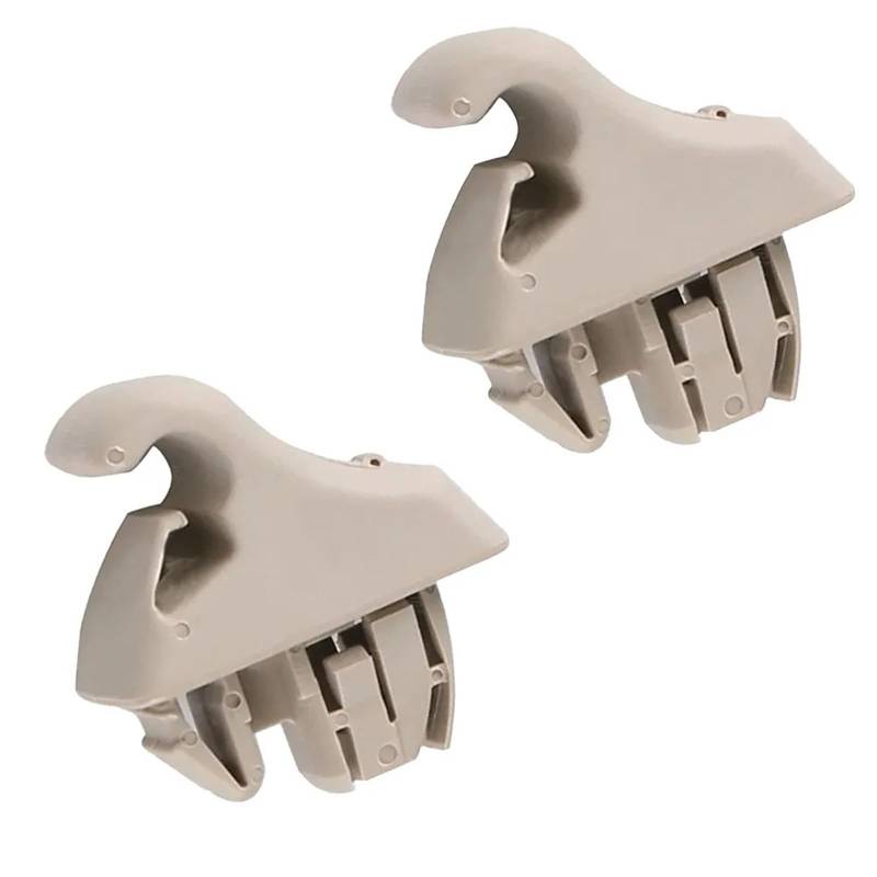 2 Stück Innen Grau Braun Sonnenblende Clip Halter Haken Halterung Aufhänger for Mitsubishi, for Pajero, for 2000-2006, MR779704, MR779705(Beige) von YFQAZXSW