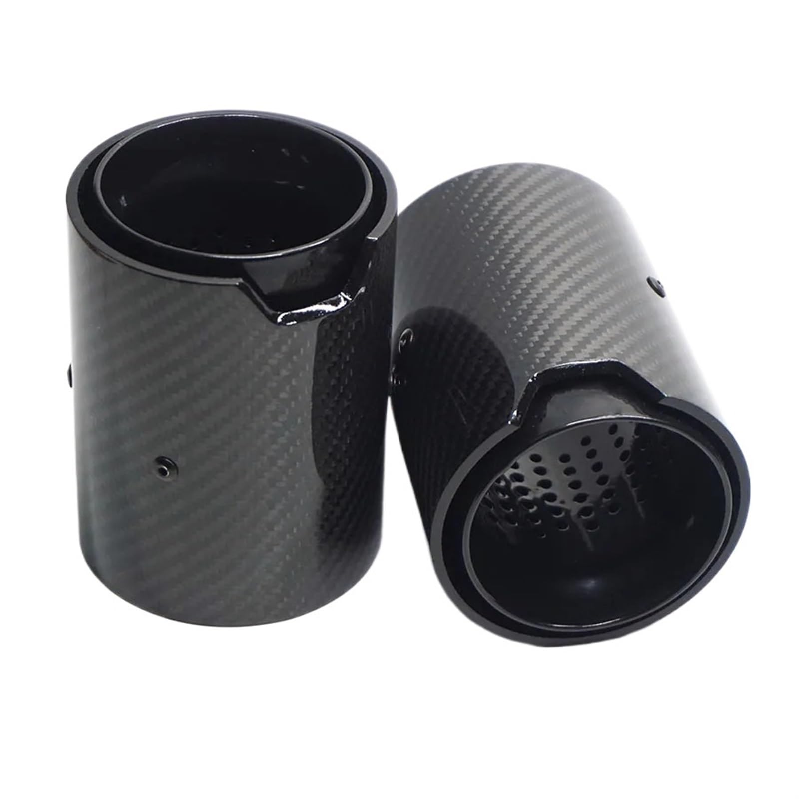2-teiliges Auspuffendrohr aus Kohlefaser for Autos, 67 mm IN, 92 mm OUT, glänzende, komplett schwarze Schalldämpfer, for M, for M2, for M3, for M4, for M135i, for M235i, for M140i, for M240i von YFQAZXSW