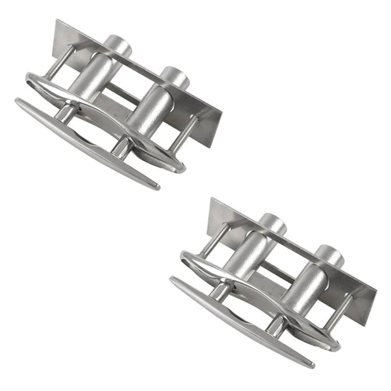 Marine 316 Edelstahl Boot Pull Up Flush Mount Lift Cleat, Schrauben, 2Pc, for Yacht, for Boote, Zubehör, 5 Zoll von YFQAZXSW
