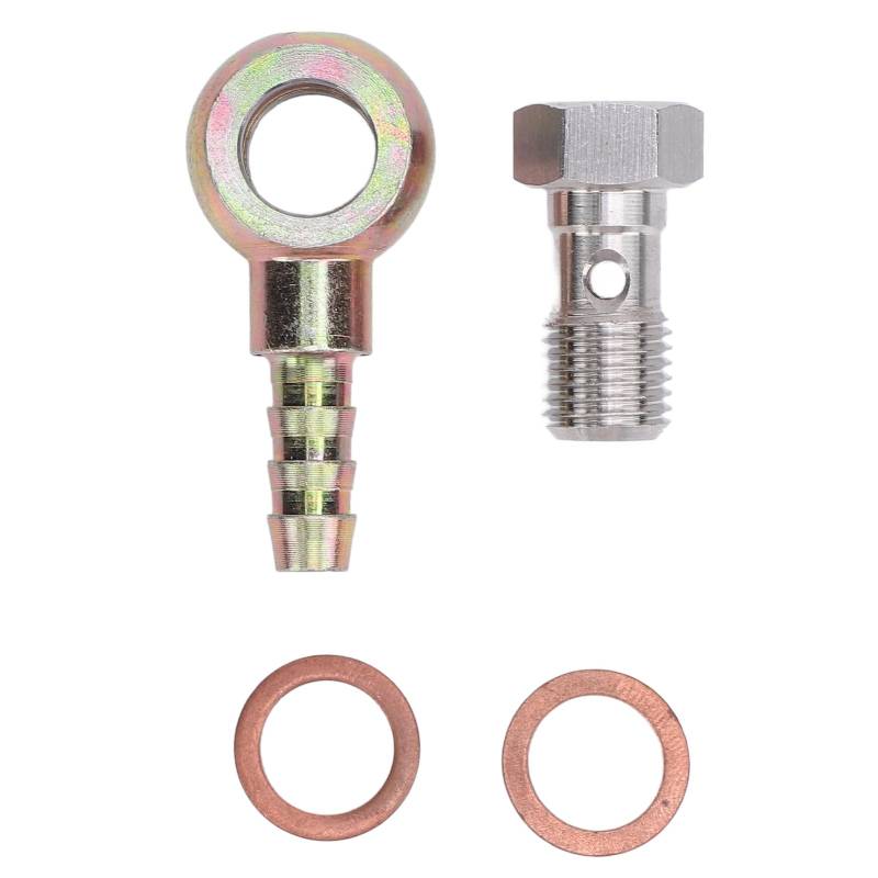 YFSAN 7/16inx20 UNF Banjo-Adapter, Edelstahl-Bremsbehälter-Hohlschraubensatz mit 8-mm-Widerhaken für Transportsysteme von YFSAN