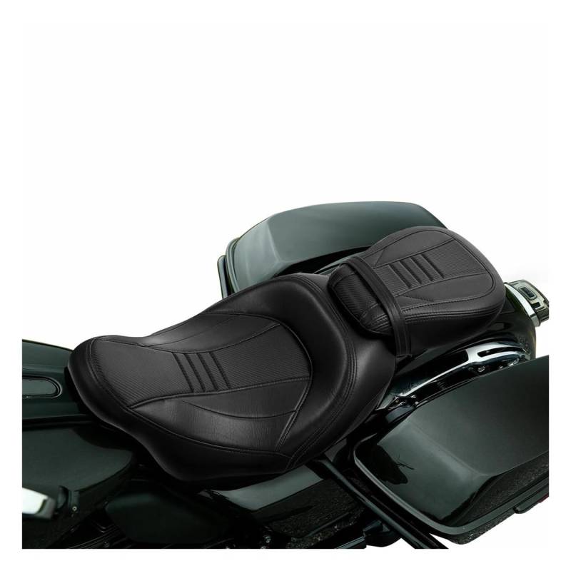 Motorradsitz Beifahrersitz Motorrad 2-Up Fahrer Passagier Low Profile Sitz Für Für Touring Für Straße Für Glide Für Road King 09-22 2020 2021(Black Stitching) von YFWLNZD