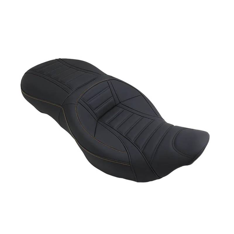 Motorradsitz Beifahrersitz Two-Up Schwarz Fahrer Passagier Sitz Motorrad PU Kissen Für Für Touring Tri Für Glide Für Road Für Street 2009-2022(Yellow Style 1) von YFWLNZD