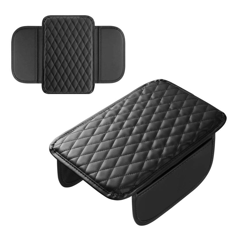 YFaith Auto Armlehnen Polster, Schwarz Mittelkonsole Auto Armlehnenschoner, 30 x 20cm Mittelarmlehne Universal Auto mit 2 Autositz Organizer, Armlehne Abdeckung Schutz für Fahrzeug, SUV, LKW von YFaith