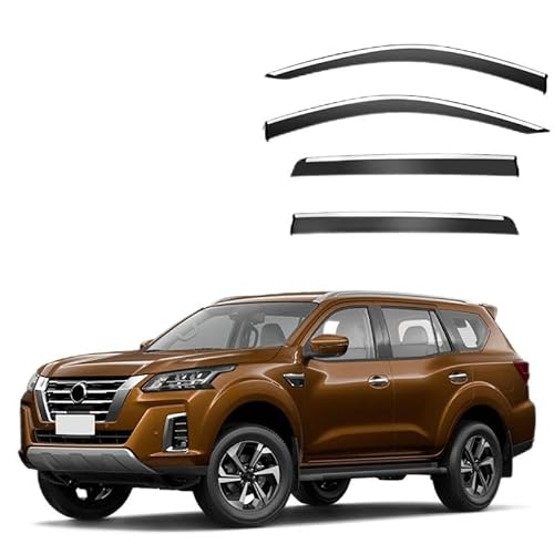 Regenschutz für Autofenster, für Nissan Terra MK1-D23 ab 2018, silberfarbener heller Streifen, Fenster-Regenschutz, 4 Stück, extra langlebig, Außenmontage, Auto-Sonnenblende, Autozubehör Regenschutz für Autofenster, für Nissan Terra MK1-D23 ab 2018, silberfarbener heller Streifen, Fenster-Regenschutz, 4 Stück, extra langlebig, Außenmontage, Auto-Sonnenblende, Autozubehör von YGDZWZQB