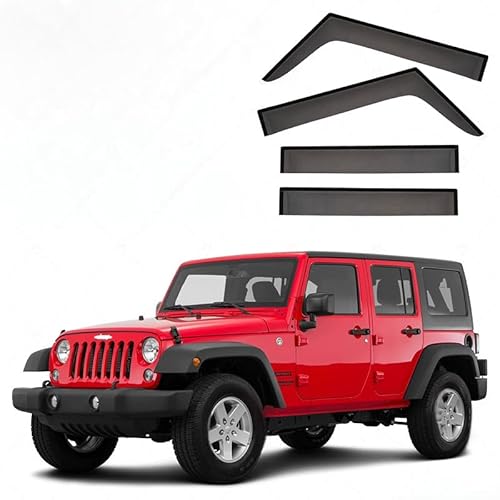 Regenschutz für Autofenster, für Wrangler MK3-JK 2007–2017, Fenster-Regenschutz ohne hellen Streifen, 4 Stück, extra langlebige Außenhalterung, Auto-Sonnenblende, Regenschutz, Autozubehör von YGDZWZQB