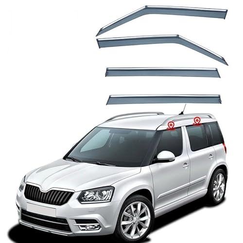 YGDZWZQB Regenschutz für Autofenster, für Skoda Yeti MK1-5L 2009–2017, silberfarbener heller Streifen, Fenster-Regenschutz, extra langlebig, Außenmontage, Auto-Visiere, Regenschutz, Autozubehör YGDZWZQB Regenschutz für Autofenster, für Skoda Yeti MK1-5L 2009–2017, silberfarbener heller Streifen, Fenster-Regenschutz, extra langlebig, Außenmontage, Auto-Visiere, Regenschutz, Autozubehör von YGDZWZQB