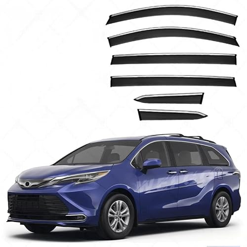 YGDZWZQB Regenschutz für Autofenster für Toyota Sienna MK4-XL40 ab 2020, silberfarbener heller Streifen, Fenster-Regenschutz, 6 Stück, extra langlebig, Außenmontage, Auto-Visiere, Regenschutz YGDZWZQB Regenschutz für Autofenster für Toyota Sienna MK4-XL40 ab 2020, silberfarbener heller Streifen, Fenster-Regenschutz, 6 Stück, extra langlebig, Außenmontage, Auto-Visiere, Regenschutz von YGDZWZQB