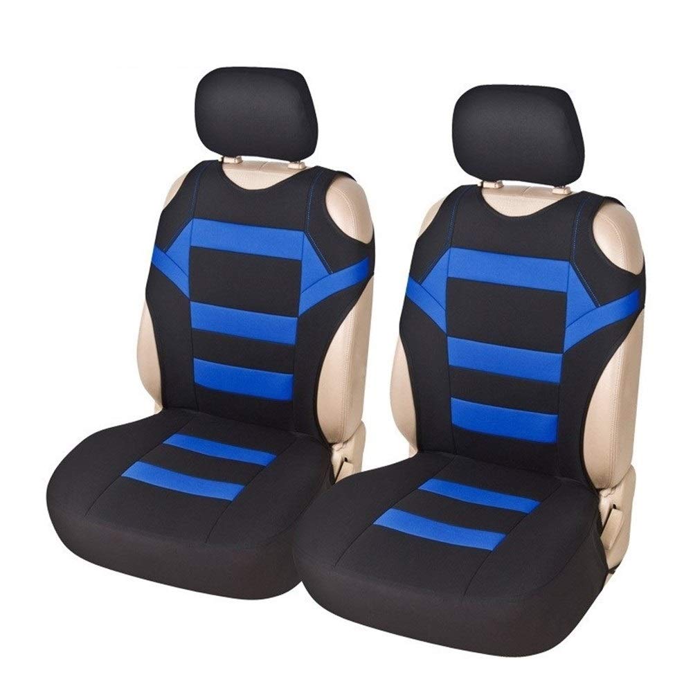 Auto Sitzauflagen Set 2 PC-Set Design Vorne Auto-Sitzabdeckung Universal-Fit Autopflege Sitzschutz for Autositze Polyester-Gewebes AutositzbezüGe (Color Name : BLUE) von YGLONG