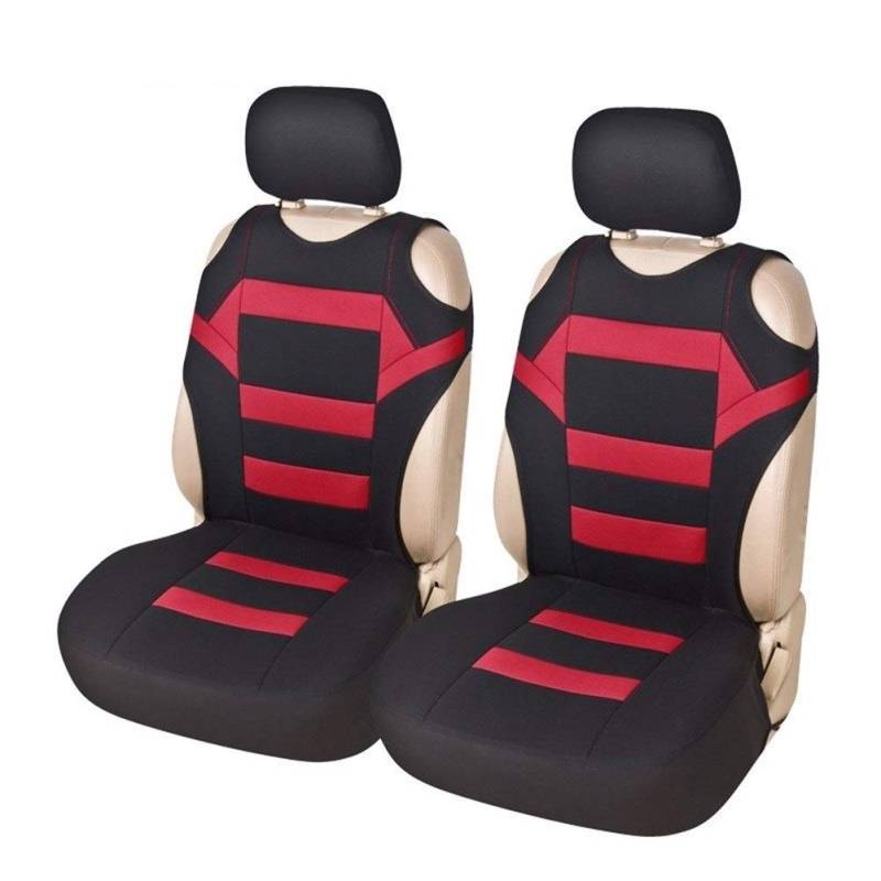 Auto Sitzauflagen Set 2 PC-Set Design Vorne Auto-Sitzabdeckung Universal-Fit Autopflege Sitzschutz for Autositze Polyester-Gewebes AutositzbezüGe (Color Name : RED) von YGLONG