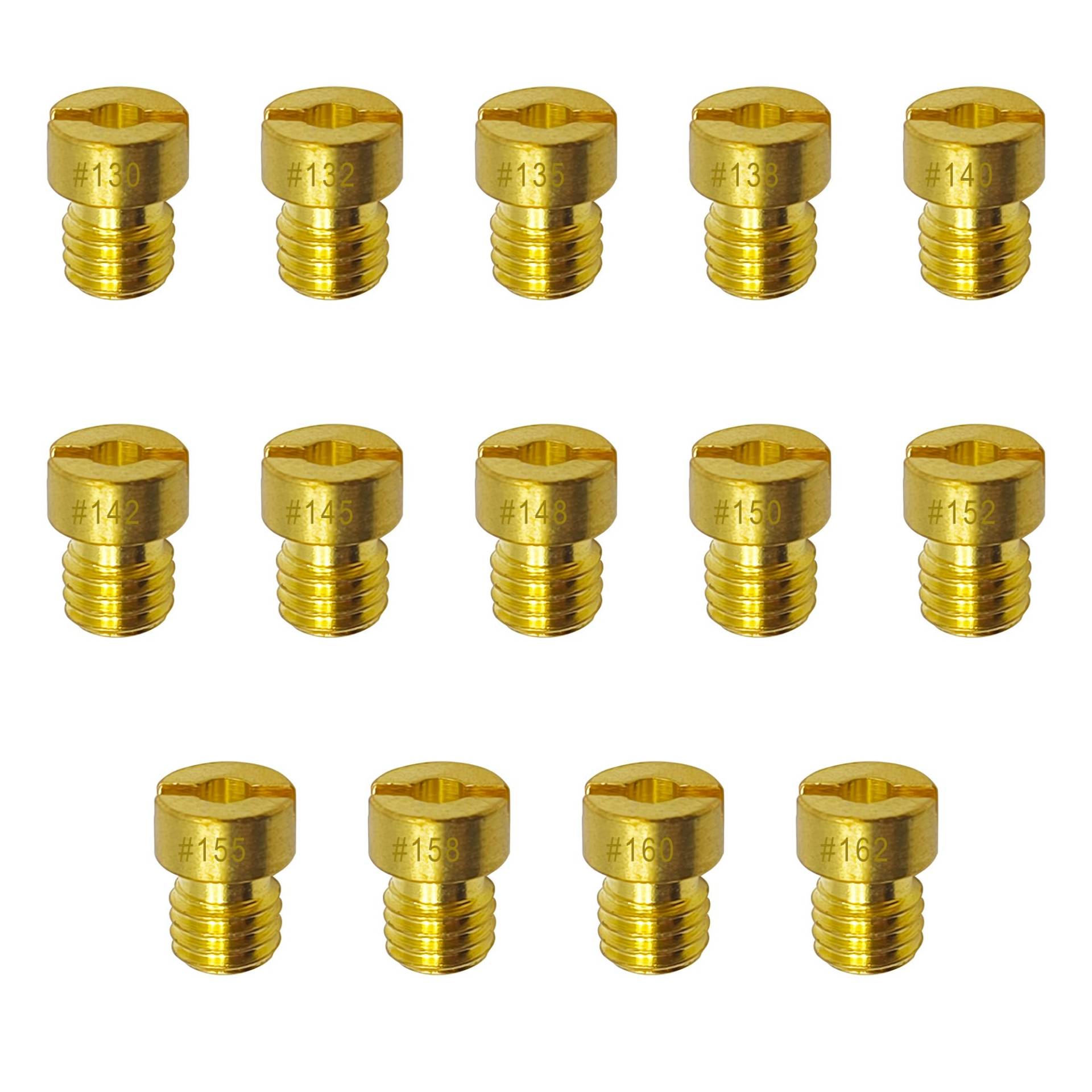 YGQ Vergaser Düsen Set Hauptdüse 14 Stück für Nibbi Keihin CVK PE PZ GY6 99101-393 99101-GHB-000 Geeignet für Motorräder und allgemeine Motorausrüstung (#130 - #162) von YGQ