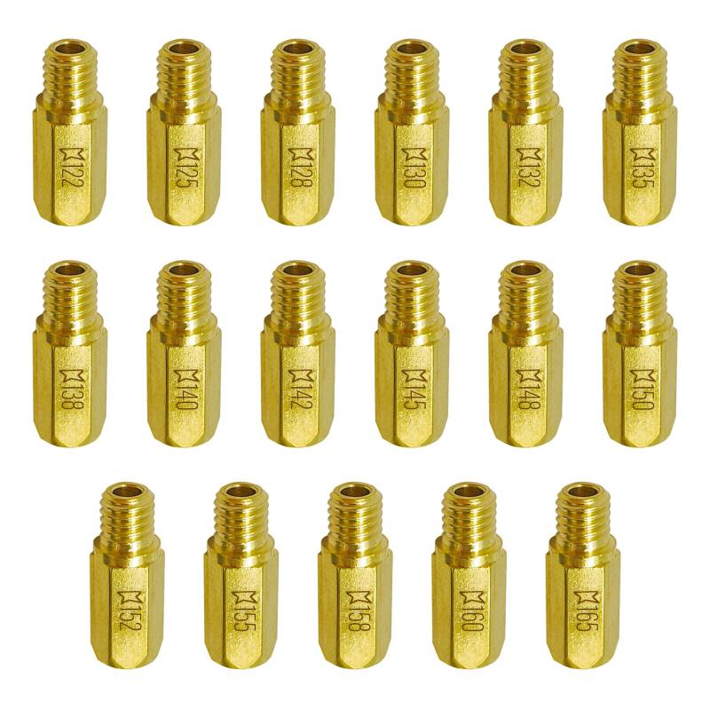 YGQ Vergaser Düsen Set Hauptdüse 17 Stück für Keihin Nibbi FCR FCR-MX PE PJ PWK PWM 99101-357 Geeignet für Motorräder und allgemeine Motorausrüstung (#122 - #165) von YGQ