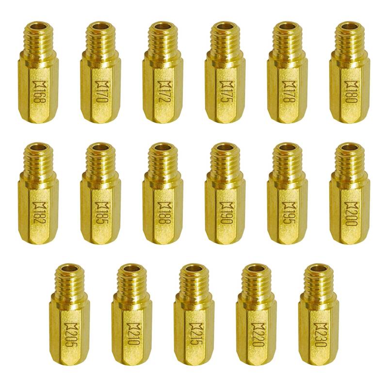 YGQ Vergaser Düsen Set Hauptdüse 17 Stück für Keihin Nibbi FCR FCR-MX PE PJ PWK PWM 99101-357 Geeignet für Motorräder und allgemeine Motorausrüstung (#168 - #230) von YGQ