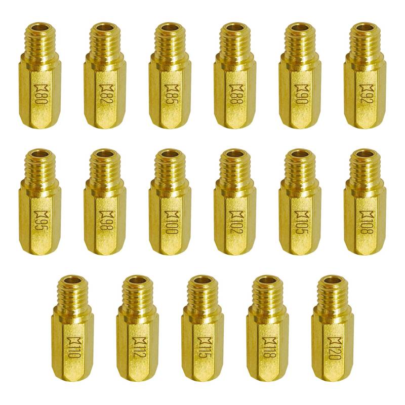 YGQ Vergaser Düsen Set Hauptdüse 17 Stück für Keihin Nibbi FCR FCR-MX PE PJ PWK PWM 99101-357 Geeignet für Motorräder und allgemeine Motorausrüstung (#80 - #120) von YGQ