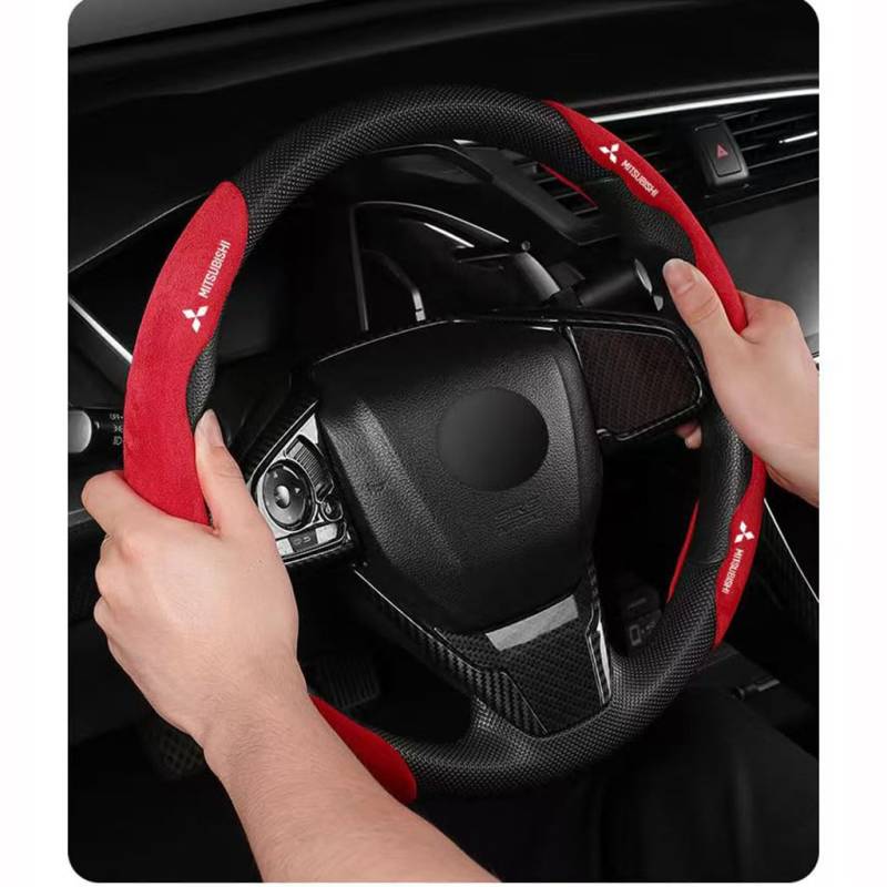 2 Stück Auto Lenkradbezug für Mitsubishi Shogun Mirage Eclipse Spyder Colt,Segmentierter Antirutsch VerschleißFeste Komfort Kohlefaser Lenkradbezug ZubehöR von YGSBRNZJ