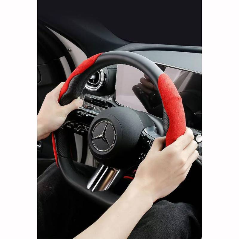 2 Stück Auto Lenkradbezug für Mitsubishi Shogun Mirage Eclipse Spyder Colt,Segmentierter Antirutsch VerschleißFeste Komfort Kohlefaser Lenkradbezug ZubehöR von YGSBRNZJ