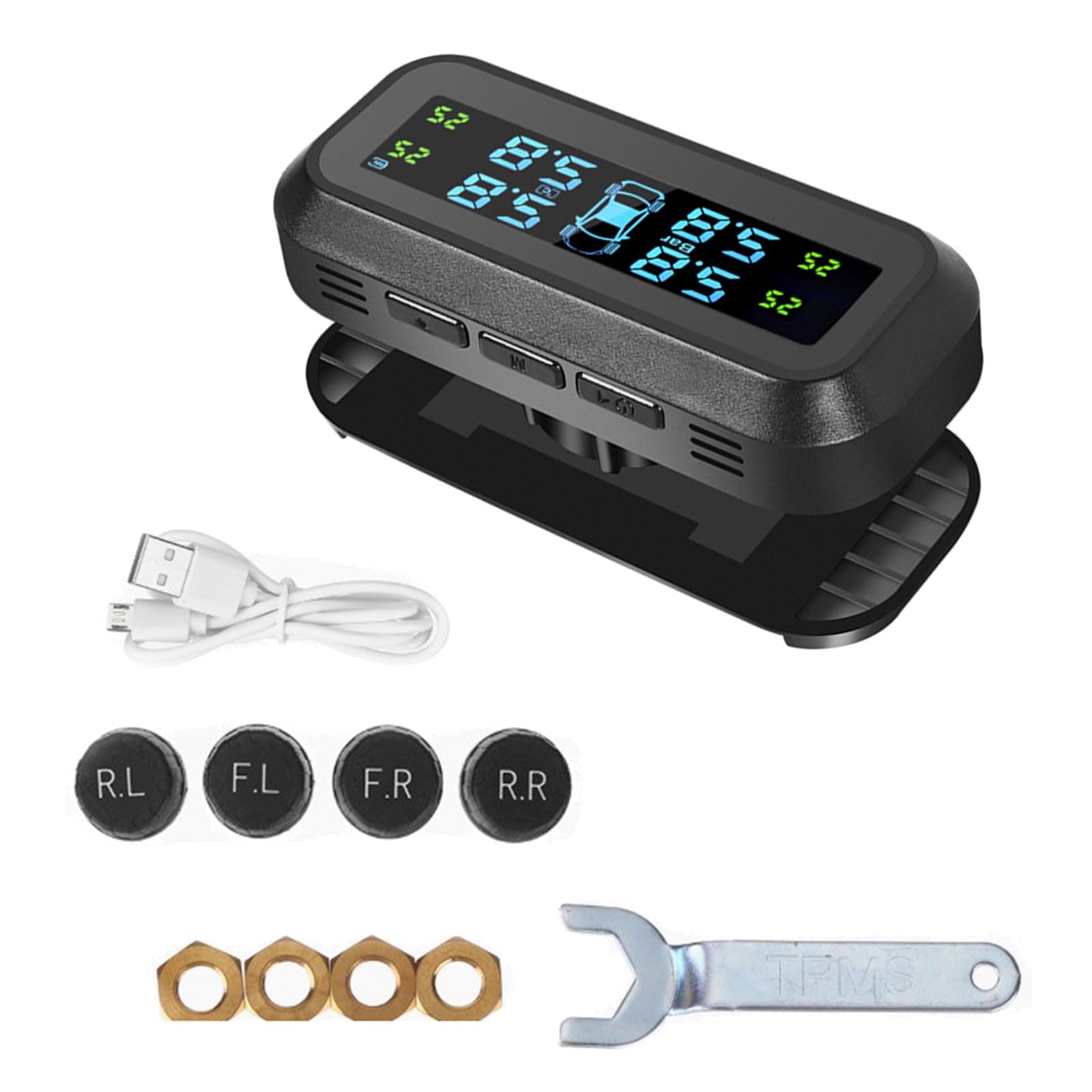 YGXNHOG TPMS Solar USB Angetriebener Reifendrucküberwachungssysteme Mit 4 Externen Radreifensensoren Für Den Auto SUV von YGXNHOG