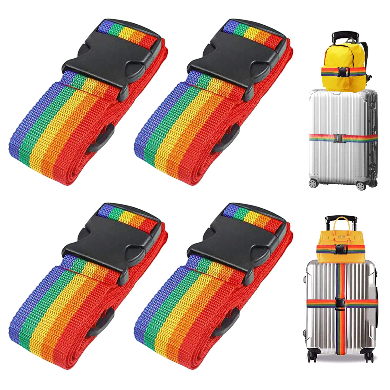 4 Stück Koffergurt Kofferband Set, kofferband Gurt Bunt, Kofferband Einstellbare 100-190cm, Verstellbar Koffergurt für Reisegepäck erkennen Gepäck Reisetasche Koffer（Schillernd） von YHNMMNO
