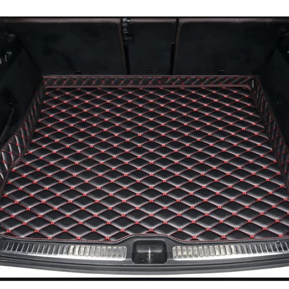 Kofferraummatte Auto Kofferraummatten für Merce-des Be-nz GLC Coupe 2017-2023, Künstlich Leder Schutzmatte rutschfest Kofferraumwanne Wasserdicht Autozubehör,B/Black-Red von YHQKJ