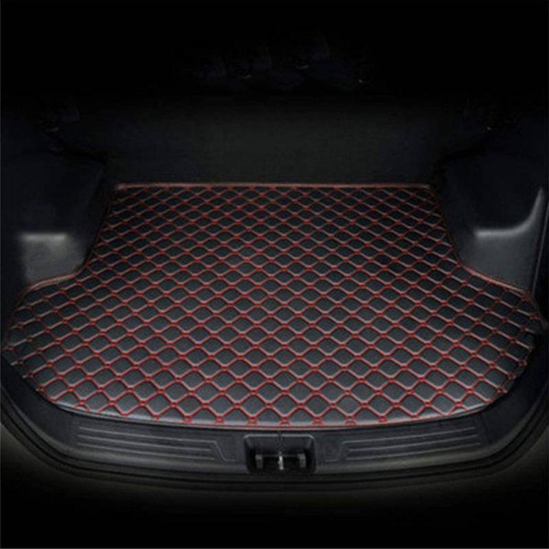 Kofferraummatte Auto Kofferraummatten für Mitsubishi ASX 2015-2020, Künstlich Leder Schutzmatte rutschfest Kofferraumwanne Wasserdicht Autozubehör,B/Black-Red von YHQKJ