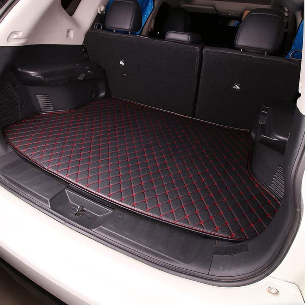 Kofferraummatte Auto Kofferraummatten für V-W Golf VIII Hatchback 2020-2023, Künstlich Leder Schutzmatte rutschfest Kofferraumwanne Wasserdicht Autozubehör,B/Black-Red von YHQKJ