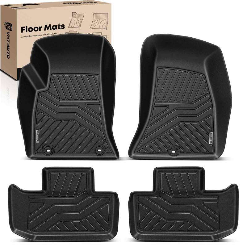 YHTAUTO Automotive Allwetter-Fußmatten, kompatibel mit Dodge Challenger 2011–2023 RWD Automatten, passgenau, TPE-Bodeneinlagen, Vorder- und Rücksitz, schwarz, 4er-Set von YHTAUTO