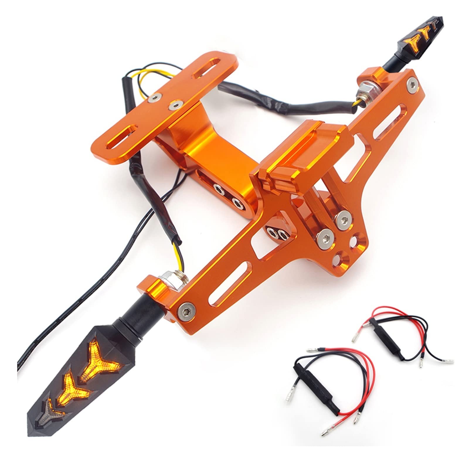 Motorcycle Rear License Plate Frame with Stop Light Compatible with KTM 990 Adventure Duke 125 Tpi Exc 2017 Compatible with Careta 1290 Super Adventure(Orange) von YHURALTEX