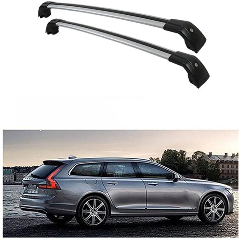YIANKWY (2Stk) Dachgepäckträger Dachträger für Volvo V90 2016 2017 2018 2019 2020 2021 2022 Aluminium Dachträger Querstangen Gepäckträger,A von YIANKWY
