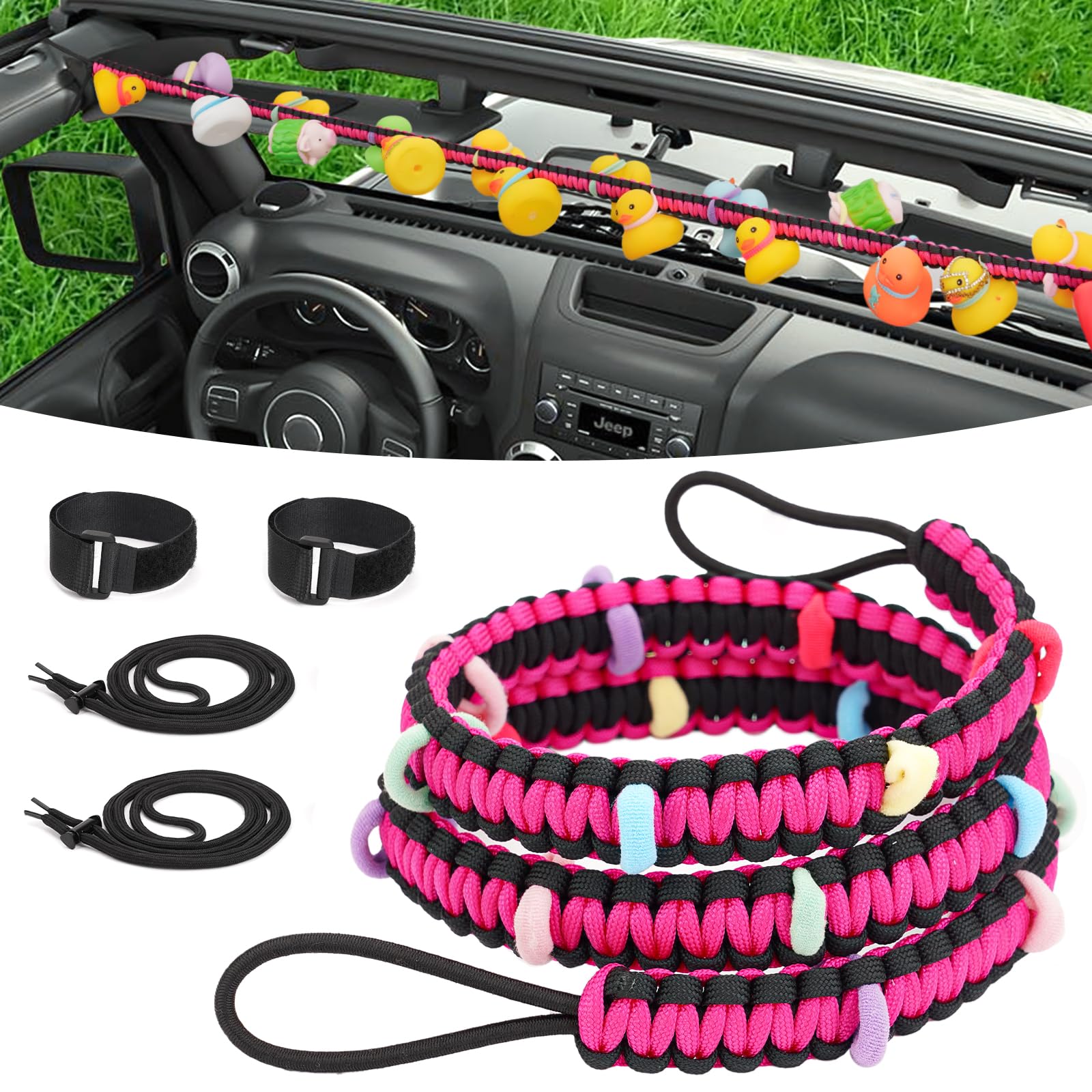 YIBEICO Entenhalter für Jeep, elastischer Gummi-Enten-Seilhalter für Jeep Wrangler YJ TJ JK JL & Gladiator JT, Paracord-Enten-Display, feste Halterung, Enten-Organizer, Geschenk für Jeep-Liebhaber YIBEICO Entenhalter für Jeep, elastischer Gummi-Enten-Seilhalter für Jeep Wrangler YJ TJ JK JL & Gladiator JT, Paracord-Enten-Display, feste Halterung, Enten-Organizer, Geschenk für Jeep-Liebhaber von YIBEICO