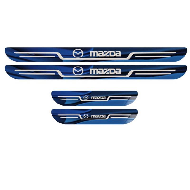 4 Stück Autos Edelstahl Türschwellerleisten für Mazda CX-5 2012-2021 2022 2023 2024, Einstiegsleisten Schutz Türschwellen Willkommen Pedal Auto Zierleisten Kratzschutz,Blue von YIDIRUI