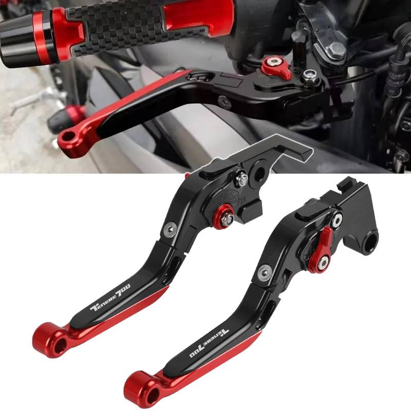 YIEBA TENERE700 Verstellbare Brems- und Kupplungshebel aus Aluminium für Tenere 700 2019–2022 Tenere 700 Rally 2019–2021 Tenere 900 2019–2020 Motorradzubehör (Rot) von YIEBA