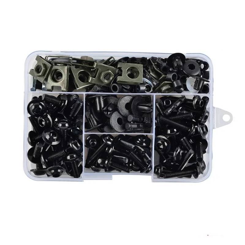 Motorrad Schrauben Set Für KA@&WASAKI ZZR 400 600 1100 1200 1400 ZX25R ZX4RR ZX6RR ZX636R ZX 25R 4RR 6RR Motorrad Verkleidung Schrauben Schrauben Kit Mutter Clips(Black) von YIESANS