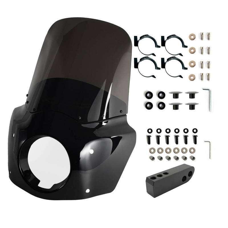 Motorräder Seitenwinglet Motorradverkleidungs-Windschutzscheiben-Kit Für 2006-2017 Für Dyna Street Bob Super Glide Low Rider, 48-58 Mm Gabeln Mit Verlängerung Seitenwindflosse von YIFANGK