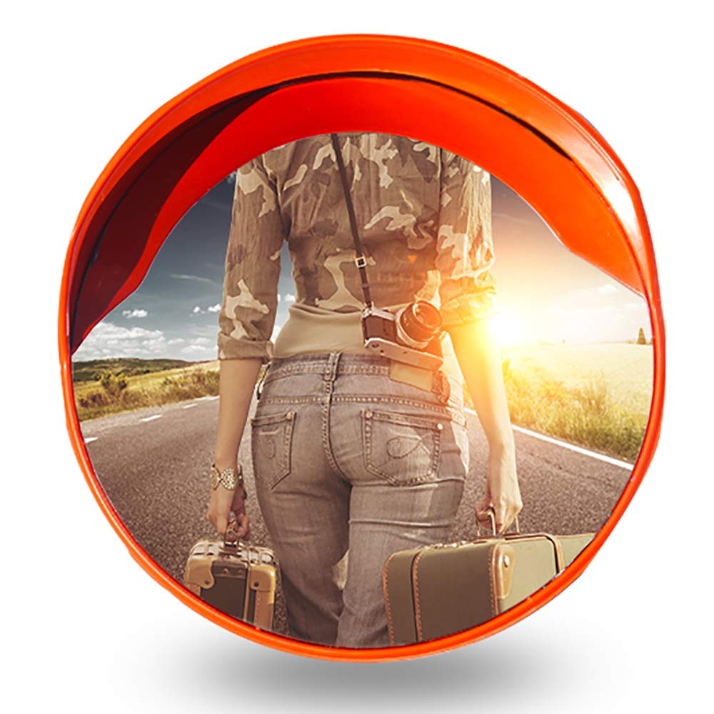 Weitwinkelobjektiv konvexer Spiegel im Freien im Freien mit Weitwinkelverkehrs-Autobahn-Kreuzung Round Revers Mirror Mirror Drehspiegel (Farbe: Outdoor, Größe: 60 cm) von YIHANSS
