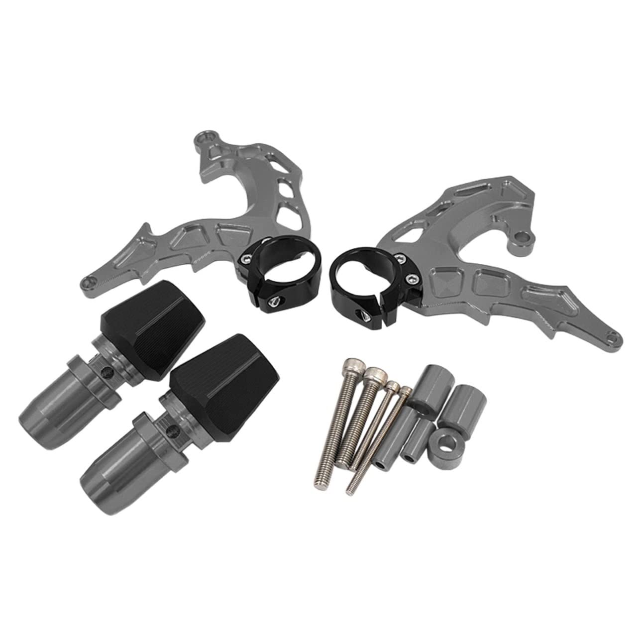 YIJIEBAO CNC-Motorstator-Vollschutzabdeckung MT07 FZ-07 Frame Slider Crash Pad Falling Guard Fit for Yamaha MT-07 FZ 07 2014-2018 MT 07 Motorrad-Motorschutz(Silver) von YIJIEBAO