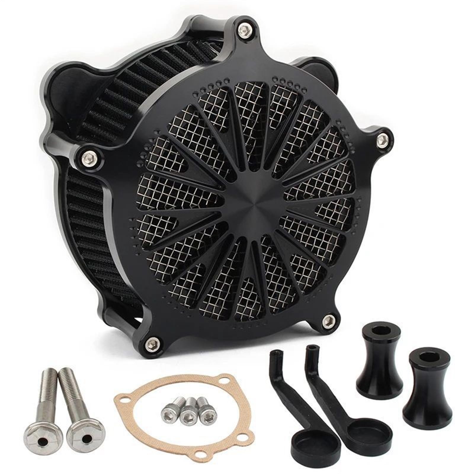 YIJIEBAO Luftfilter CNC-Ansaugreiniger Schwarzer Filter Passend for Harley Dyna 93-17 Street Bob Softail Fat Boy Touring Electra Glide Roadking Custom(H) von YIJIEBAO