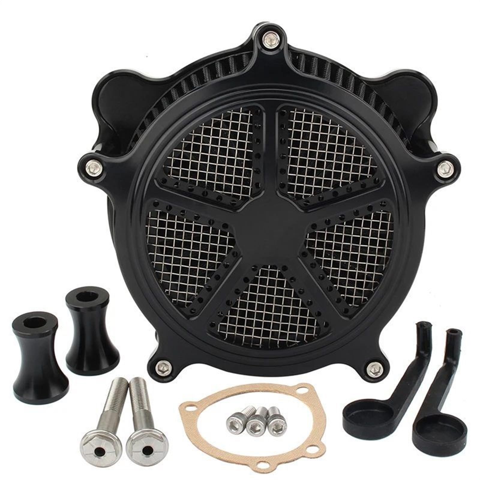 YIJIEBAO Luftfilter CNC-Ansaugreiniger Schwarzer Filter Passend for Harley Dyna 93-17 Street Bob Softail Fat Boy Touring Electra Glide Roadking Custom(J) von YIJIEBAO