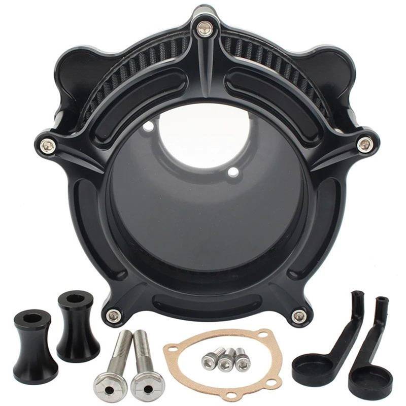 YIJIEBAO Luftfilter CNC-Ansaugreiniger Schwarzer Filter Passend for Harley Dyna 93-17 Street Bob Softail Fat Boy Touring Electra Glide Roadking Custom(K) von YIJIEBAO