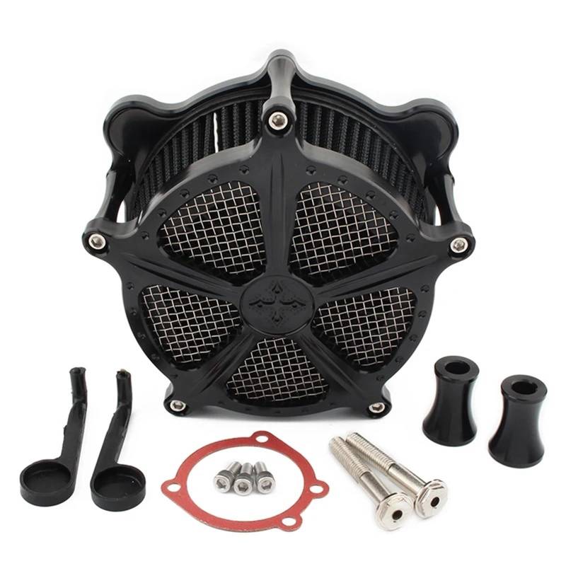 YIJIEBAO Luftfilter CNC-Ansaugreiniger Schwarzer Filter Passend for Harley Dyna 93-17 Street Bob Softail Fat Boy Touring Electra Glide Roadking Custom(M) von YIJIEBAO
