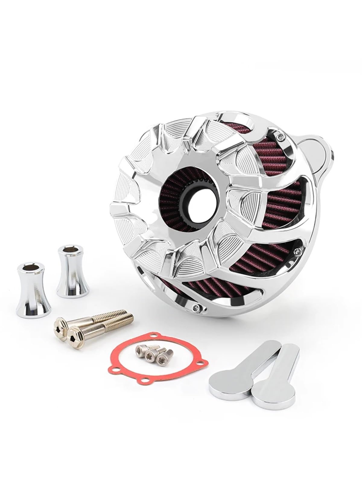 YIJIEBAO Luftfilter Luftfilter Ansaugfilter Passend for Harley Dyna FXR Touring Road King Street Road Electra Glide FLHR Softail Fatboy FXDL(Chrome-01) von YIJIEBAO