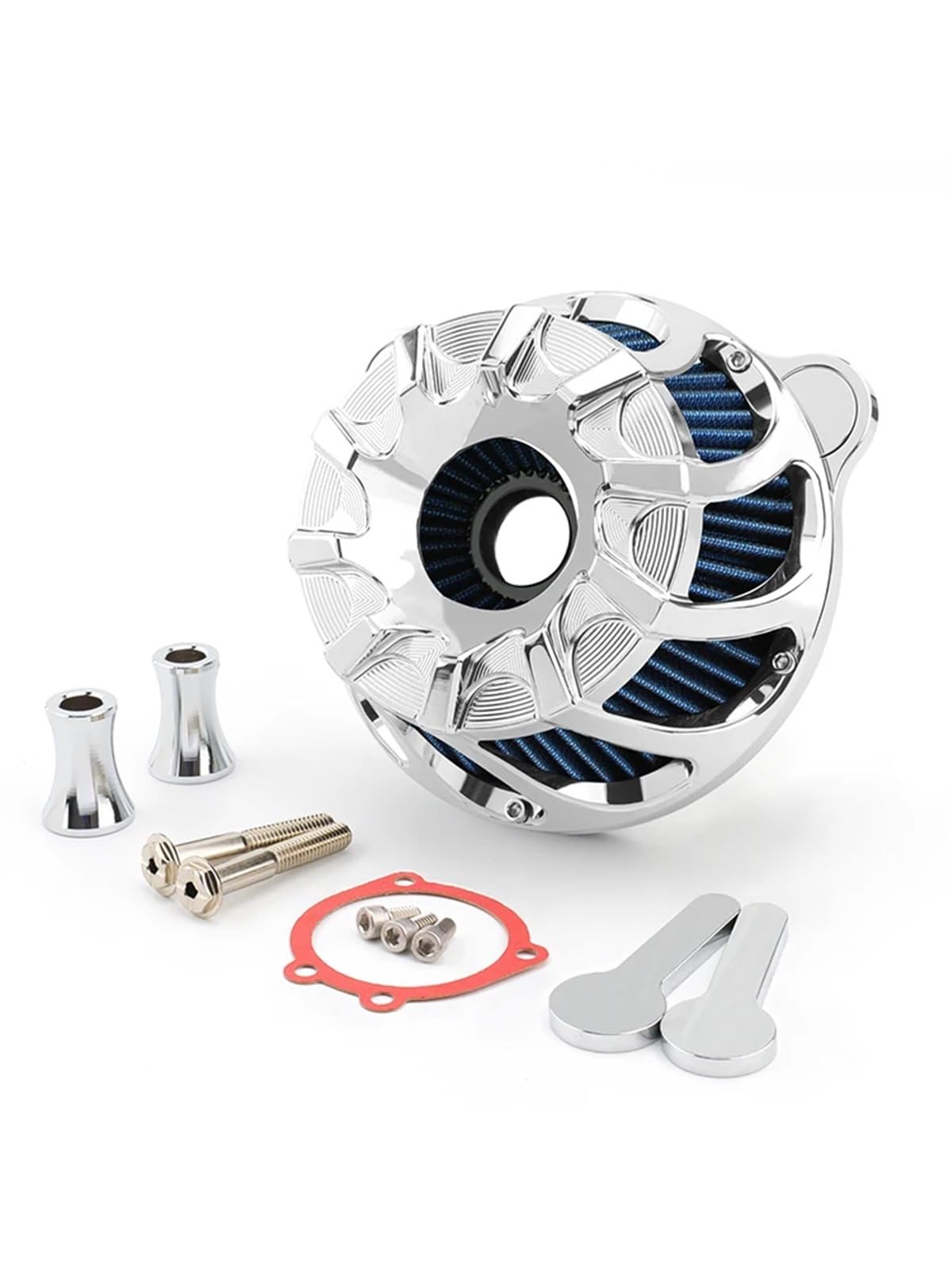 YIJIEBAO Luftfilter Luftfilter Ansaugfilter Passend for Harley Dyna FXR Touring Road King Street Road Electra Glide FLHR Softail Fatboy FXDL(Chrome-02) von YIJIEBAO