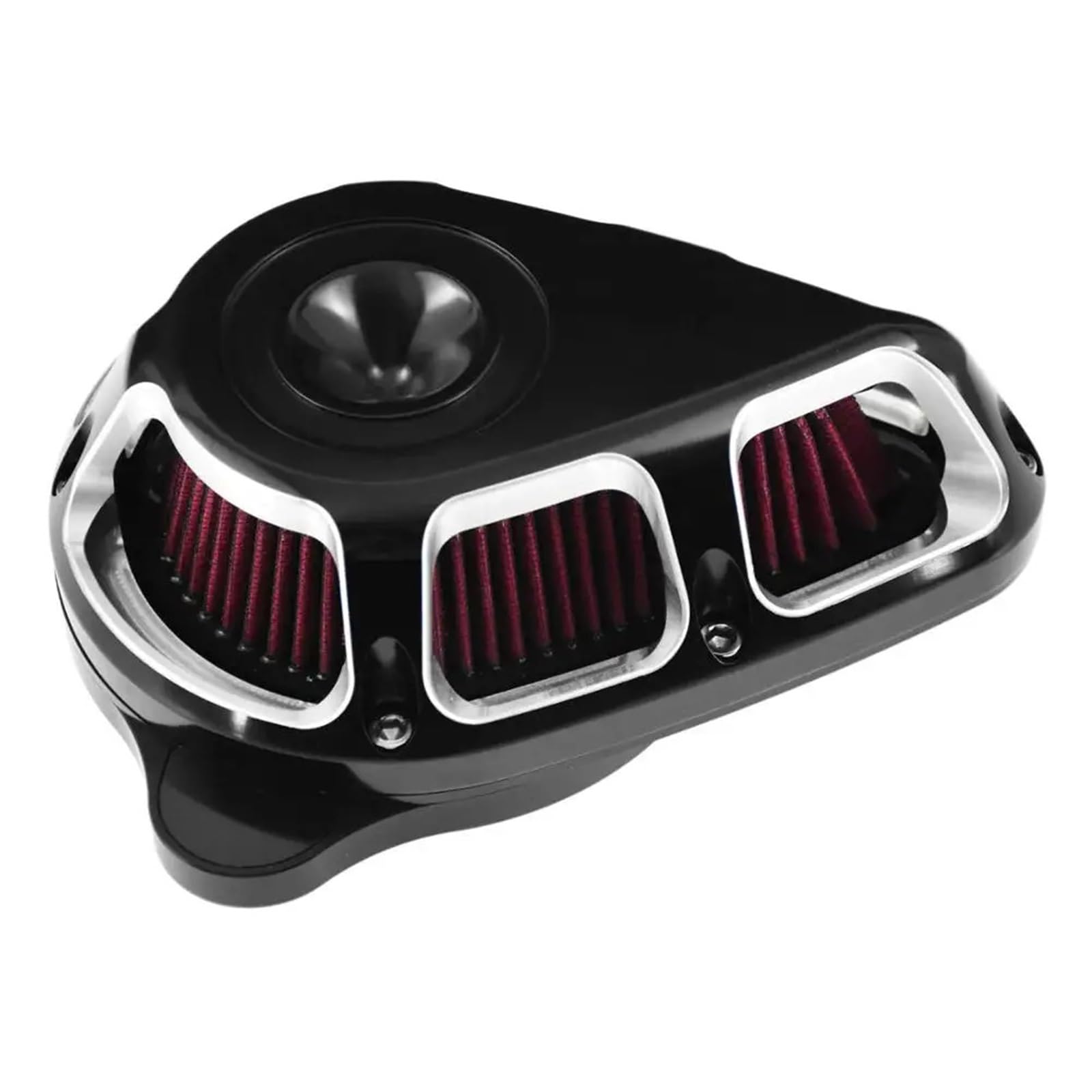 YIJIEBAO Luftfilter Luftfilter Matt Chrom Passend for Harley Sportster XL 04-19 Dyna 00-17 Softail 00-18 Touring FLHX FLHR 00-2018(C air filter) von YIJIEBAO