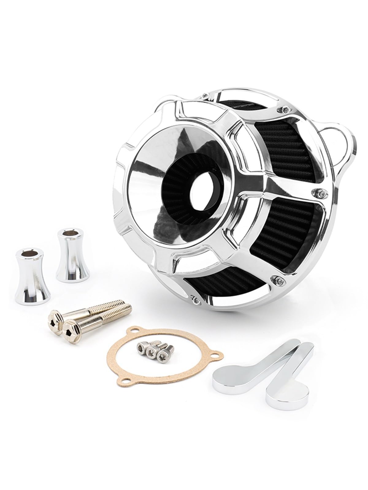 YIJIEBAO Luftfilter Reiniger Intake Kit Big Sucker Fit for Harley Touring Street Electra Glide FLH 08-16 FLS Softail FLSTSE FXSBSE 16-17 FXDLS(Chrome-Black) von YIJIEBAO