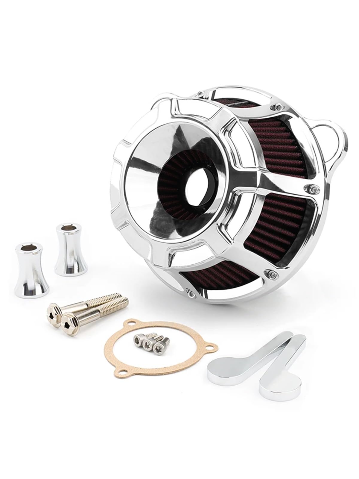 YIJIEBAO Luftfilter Reiniger Intake Kit Big Sucker Fit for Harley Touring Street Electra Glide FLH 08-16 FLS Softail FLSTSE FXSBSE 16-17 FXDLS(Chrome-Red) von YIJIEBAO