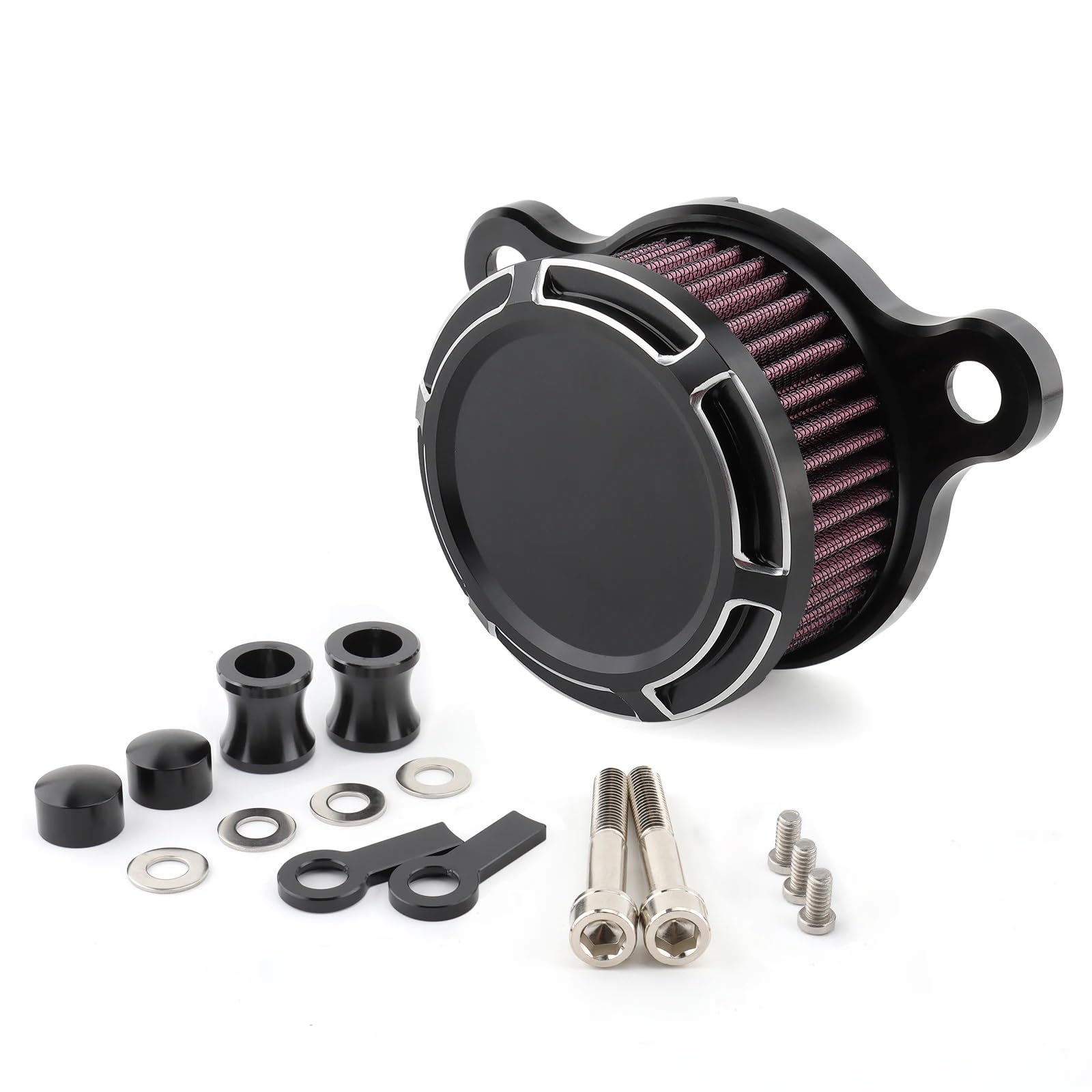YIJIEBAO Motorrad-Luftfilter CNC-Luftreiniger-Ansaugfiltersystem Passend for Harley Sportster XL883 XL1200 Iron 883 48 Seventy-Two 1991-2023(MP09-007-0029BWR) von YIJIEBAO