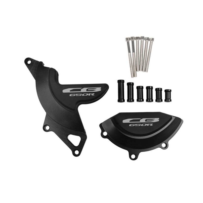 YIJIEBAO Passend for CB650R CB 650R 2019 2020 Motorrad CNC Motorgehäuse Stator Kupplungsabdeckung Guards Crash Pad Frame Sliders Protector Motorrad-Motorschutz(Black) von YIJIEBAO