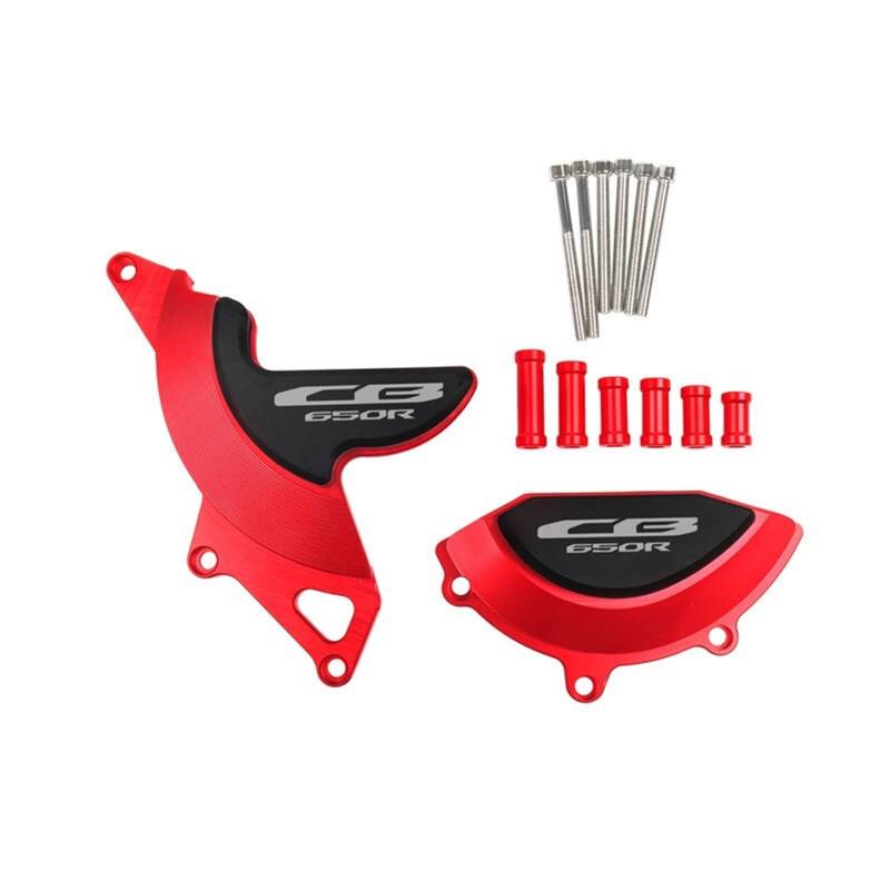 YIJIEBAO Passend for CB650R CB 650R 2019 2020 Motorrad CNC Motorgehäuse Stator Kupplungsabdeckung Guards Crash Pad Frame Sliders Protector Motorrad-Motorschutz(Red) von YIJIEBAO