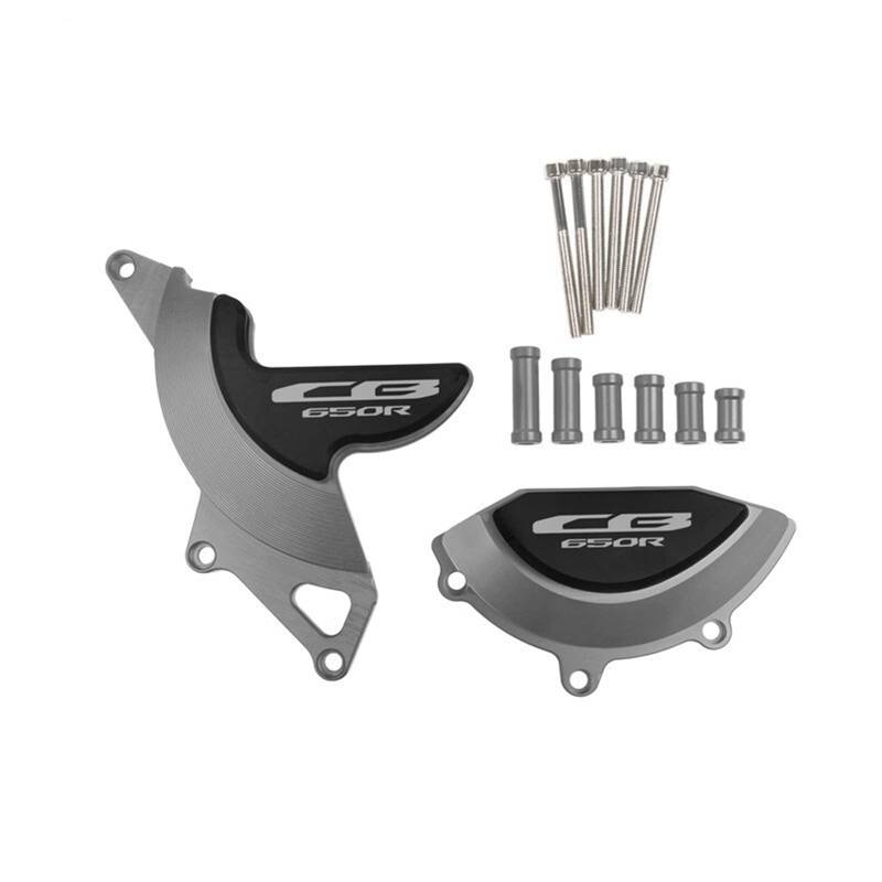 YIJIEBAO Passend for CB650R CB 650R 2019 2020 Motorrad CNC Motorgehäuse Stator Kupplungsabdeckung Guards Crash Pad Frame Sliders Protector Motorrad-Motorschutz(Silver) von YIJIEBAO