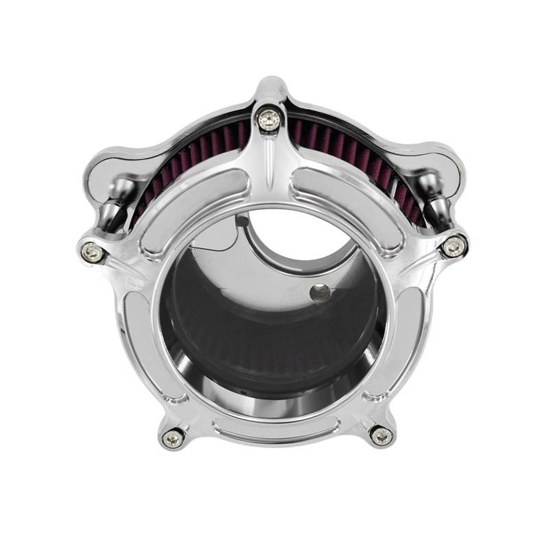 YIJIEBAO Turbine Clarion Luftfilter Chrom-Ansaugfilter passend for Harley Sportster Iron 883 1200 Softail FXSTF Touring FLHRC FLHTC Dyna(Red Filter D) von YIJIEBAO