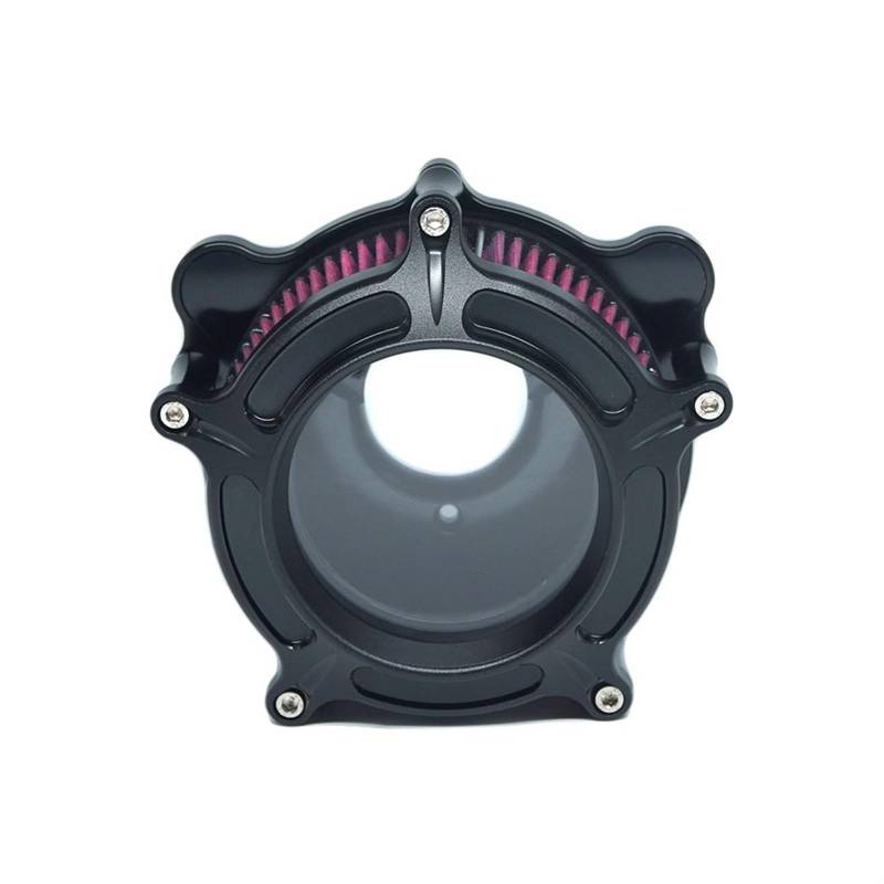 YIJIEBAO Turbine Clarion Luftfilter Mattschwarz Ansaugfilter Passend for Harley Sportster Iron Softail FXSTF Touring FLHRC FLHTC Dyna FXDC(Red Filter C) von YIJIEBAO